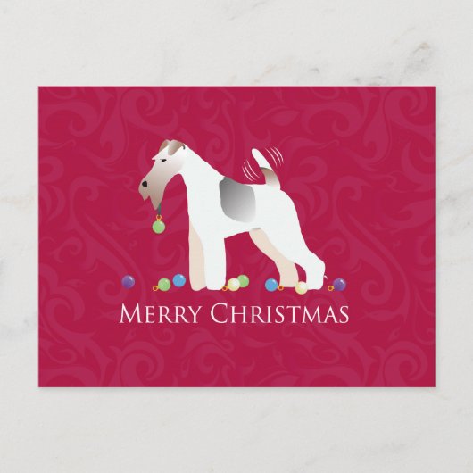 Wire Fox Terrier Silhouette Weihnachtsdesign Feiertagspostkarte (Vorderseite)