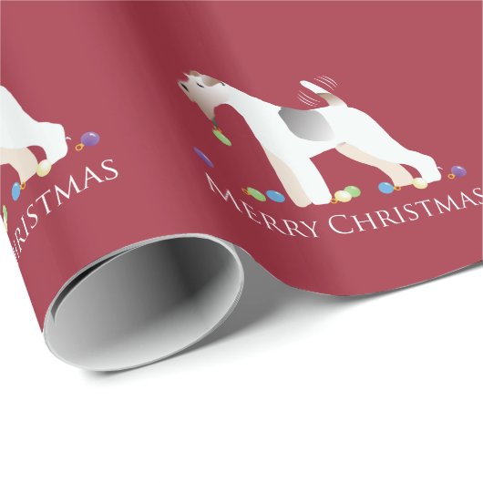 Wire Fox Terrier Silhouette Weihnachtsdesign Geschenkpapier (Rolleneckpunkt)