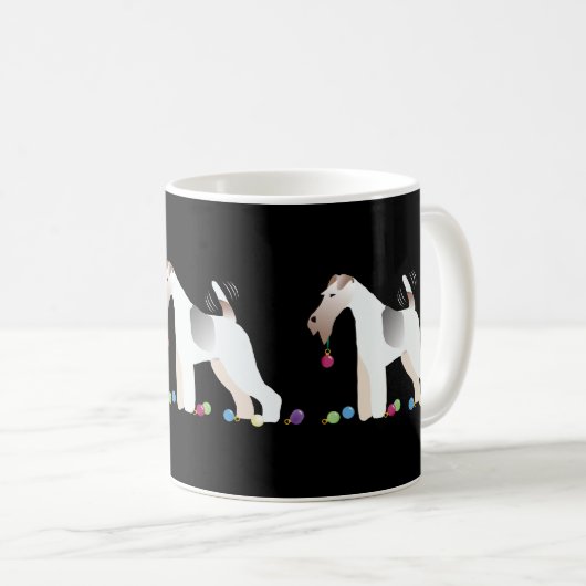 Wire Fox Terrier Silhouette Weihnachtsdesign Kaffeetasse (VorderseiteRechts)