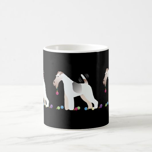 Wire Fox Terrier Silhouette Weihnachtsdesign Kaffeetasse (Mittel)