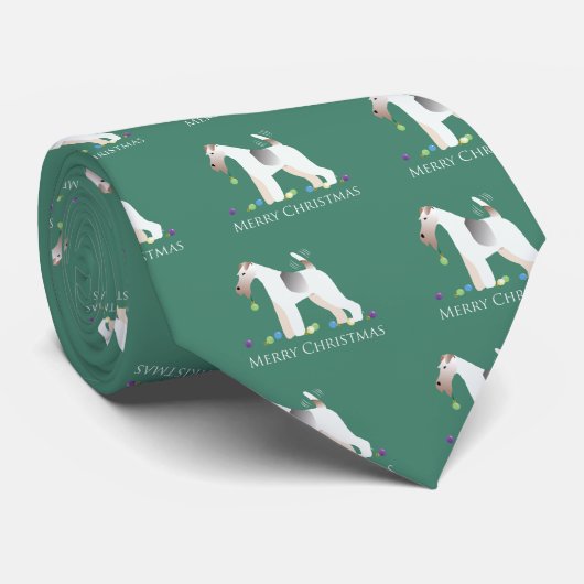 Wire Fox Terrier Silhouette Weihnachtsdesign Krawatte (Gerollt)