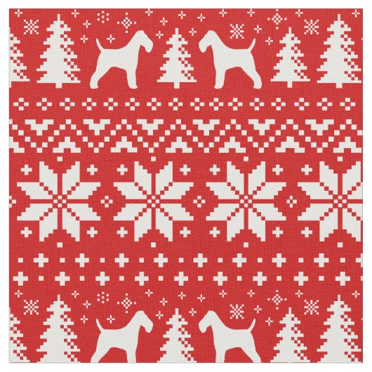 Wire Fox Terrier Silhouetten Weihnachtsfeiertag Stoff (Nahaufnahme)