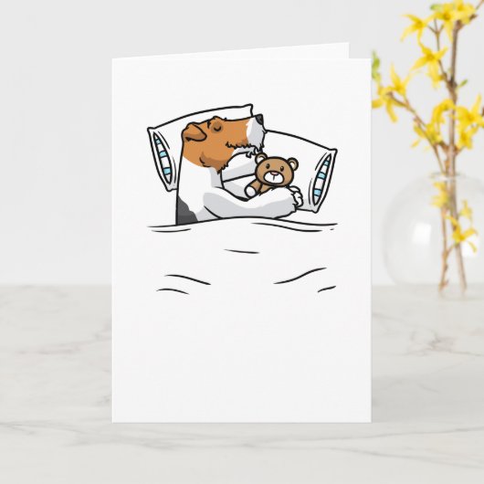 Wire Fox Terrier Sleep-Shirt Karte (Gelbe Blume)