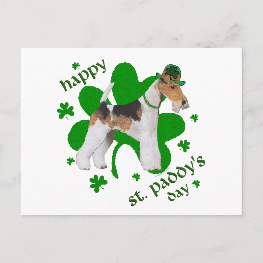 Wire Fox Terrier St. Patrick's Day Postkarte (Vorderseite)