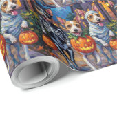 Wire Fox Terrier Trick-or-Treating Halloween Geschenkpapier (Rolleneckpunkt)