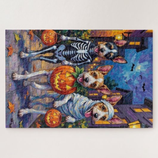Wire Fox Terrier Trick-or-Treating Halloween Puzzle (Horizontal)