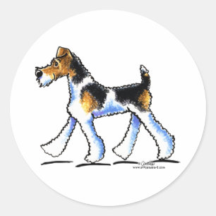 Wire Fox Terrier Trot Runder Aufkleber