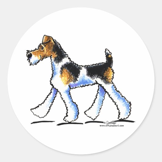 Wire Fox Terrier Trot Runder Aufkleber (Vorderseite)