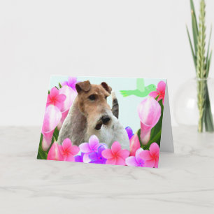 Wire Fox Terrier und Blume Dankeskarte