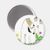 Wire Fox Terrier und Schmetterlinge Magnet (Vorderseite/Rückseite)