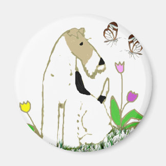 Wire Fox Terrier und Schmetterlinge Magnet