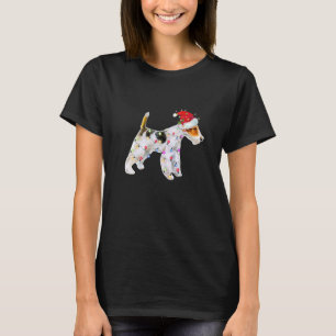 Wire Fox Terrier Weihnachtsbeleuchtung Santa Hut H T-Shirt