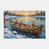 Wire Fox Terrier Weihnachtsboot Urlaub Fußmatte (Vorderseite)