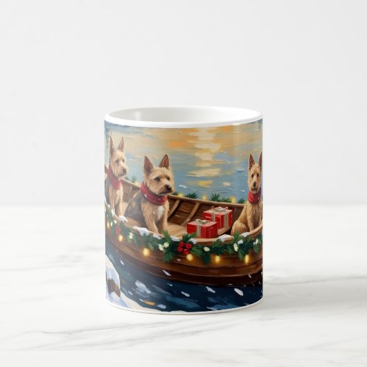 Wire Fox Terrier Weihnachtsboot Urlaub Kaffeetasse (Mittel)