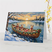 Wire Fox Terrier Weihnachtsboot Urlaub Karte (Gelbe Blume)