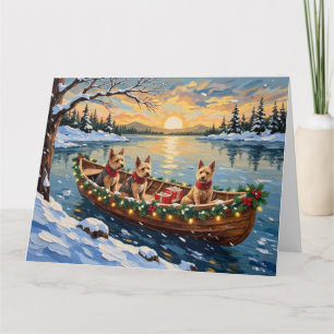 Wire Fox Terrier Weihnachtsboot Urlaub Karte