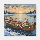 Wire Fox Terrier Weihnachtsboot Urlaub Magnet (Vorne)
