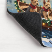 Wire Fox Terrier Weihnachtsboot Urlaub Mousepad (Ecke)