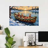 Wire Fox Terrier Weihnachtsboot Urlaub Poster (Heimbüro)
