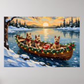 Wire Fox Terrier Weihnachtsboot Urlaub Poster (Vorne)