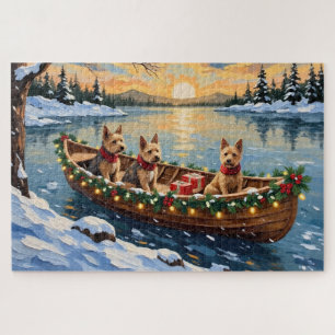 Wire Fox Terrier Weihnachtsboot Urlaub Puzzle