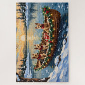 Wire Fox Terrier Weihnachtsboot Urlaub Puzzle (Vertikal)
