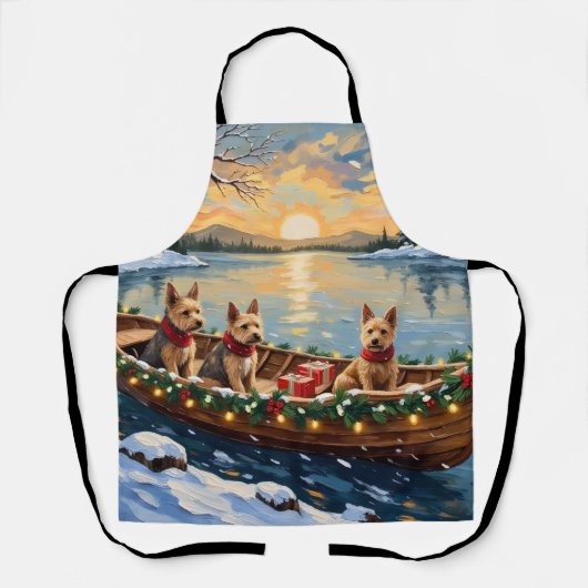 Wire Fox Terrier Weihnachtsboot Urlaub Schürze (Vorderseite)