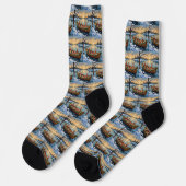 Wire Fox Terrier Weihnachtsboot Urlaub Socken (Linkes Detail)