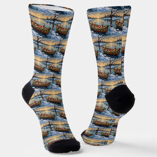 Wire Fox Terrier Weihnachtsboot Urlaub Socken (Gewinkelt)