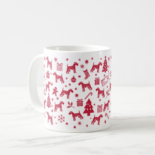 Wire Fox Terrier Weihnachtsdesign Kaffeetasse (Vorderseite Links)