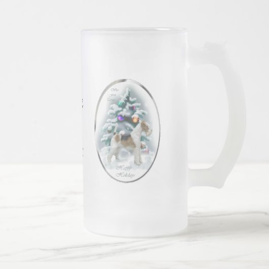 Wire Fox Terrier Weihnachtsgeschenke Mattglas Bierglas (Rechts)