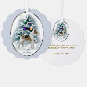 Wire Fox Terrier Weihnachtsgeschenke Ornament Karte