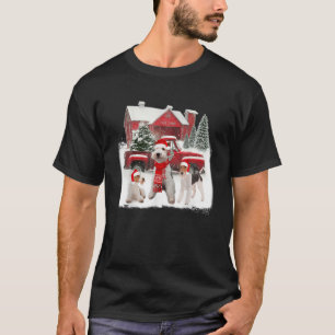 Wire fox Terrier Weihnachtsmannmütze Red Truck Tre T-Shirt