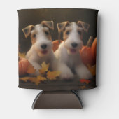 Wire Fox Terrier Welpe Autumn Delight Pumpkin Dosenkühler (Vorderseite)