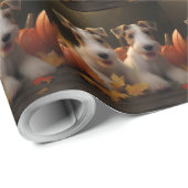 Wire Fox Terrier Welpe Autumn Delight Pumpkin Geschenkpapier (Rolleneckpunkt)