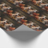 Wire Fox Terrier Welpe Autumn Delight Pumpkin Geschenkpapier (Ecke)
