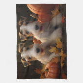 Wire Fox Terrier Welpe Autumn Delight Pumpkin Geschirrtuch (Vertikal)