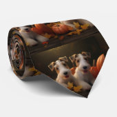 Wire Fox Terrier Welpe Autumn Delight Pumpkin Krawatte (Gerollt)