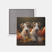 Wire Fox Terrier Welpe Autumn Delight Pumpkin Magnet (Vorderseite/Rückseite)