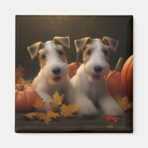 Wire Fox Terrier Welpe Autumn Delight Pumpkin Magnet