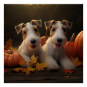 Wire Fox Terrier Welpe Autumn Delight Pumpkin Poster (Vorderseite)