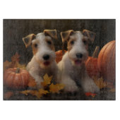Wire Fox Terrier Welpe Autumn Delight Pumpkin Schneidebrett (Vorderseite)