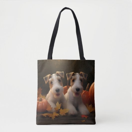 Wire Fox Terrier Welpe Autumn Delight Pumpkin Tasche (Vorderseite)