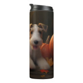 Wire Fox Terrier Welpe Autumn Delight Pumpkin Thermosbecher (Nach rechts gedreht)