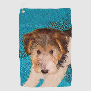 Wire Fox Terrier Welpenmalerei - Original Hundekun Golfhandtuch