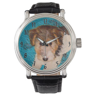 Wire Fox Terrier Welpenmalerei - Originale Hundeku Armbanduhr