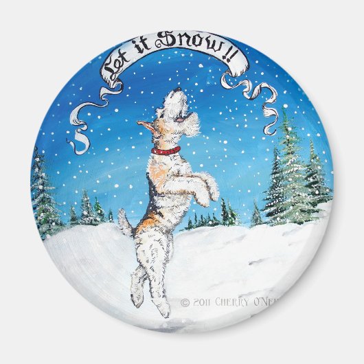Wire Fox Terrier Winter Magnet (Vorne)