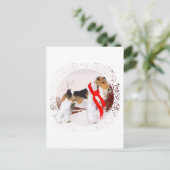 Wire Fox Terrier Winter Postkarte (Stehend Vorderseite)