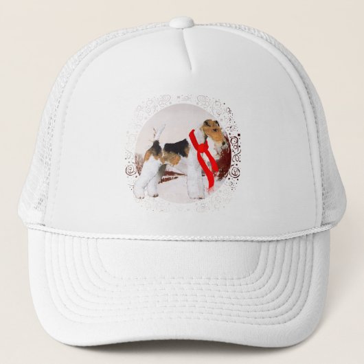 Wire Fox Terrier Winter Truckerkappe (Vorderseite)