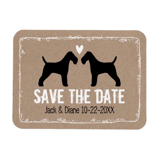 Wire Fox Terriers Wedding speichern das Datum Magnet (Horizontal)